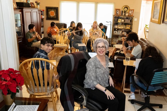 Emily Gurwitz leading a mock audition for high school students